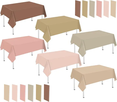 Vista 9 de Whaline 24 piezas de mantel azul de invierno de plástico, 6 gradientes de azul, mantel rectangular impermeable para decoración de boda de verano
