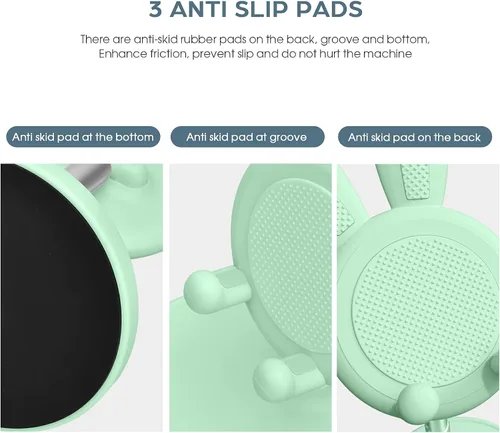 Vista 6 de OATSBASF - Soporte lindo para teléfono celular, soporte ajustable para teléfono con forma de conejo para escritorio, soporte con carcasa gruesa