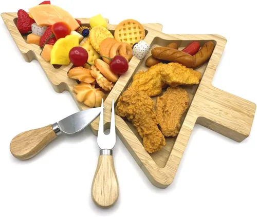 Vista 3 de Tabla de Servir de Bambú, Platos Reutilizables de Bambú para Múltiples Espacios, Juego de Tabla para Charcutería de Forma Novedosa con Cuchillo