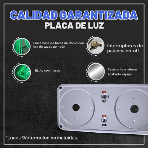 Vista 2 de Placa de luces de cúpula Peterbilt de la Florida (ámbar) Placa de luz de espejo Peterbilt con interruptores/interruptores Iluminación