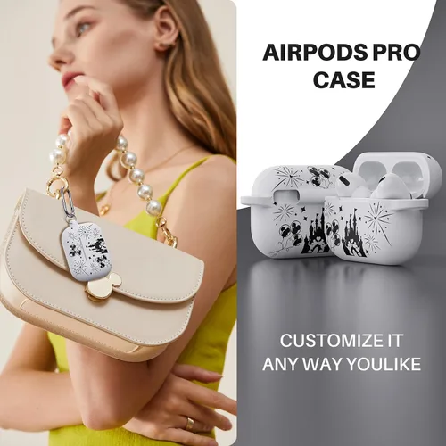 Vista 3 de Funda grabada de dos tonos compatible con Apple AirPods Pro de 2ª generación de 1ª generación, funda protectora completa de silicona para AirPods