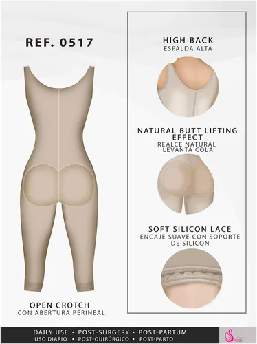 Vista 5 de Fajas Reductoras y Moldeadoras Colombianas Levanta Cola Prendas de compresión después de la liposucción, Beige