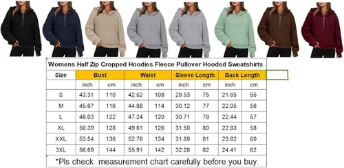 Vista 6 de BETTE BOUTIK Sudaderas con capucha atléticas con media cremallera para mujer, con forro polar, ropa de invierno 2023