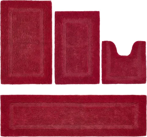 Vista 502 de Better Trends - Juego de 2 alfombras de baño 100% algodón, extra suaves, con borlas, de 17" x 24", alfombra de baño superabsorbente y reversible