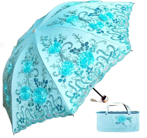 Vista 57 de WENDIN Sombrilla de encaje plegable vintage Paraguas gótico lluvia Anti-UV protección de encaje parasol cúpula Foto Props niñas sombrilla paraguas