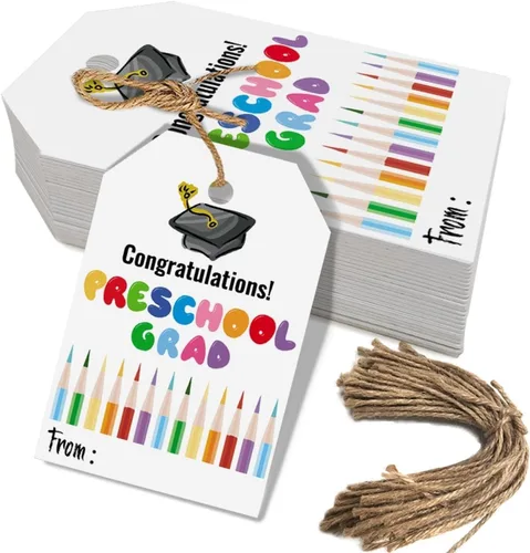 Vista 9 de 50 etiquetas de regalo de graduación, regalos de fiesta de graduación de felicitaciones para escuela secundaria o feliz universidad suministros