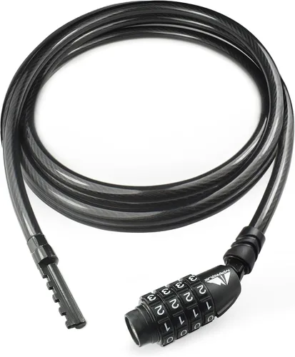 Vista 8 de MARQUE Cable de bloqueo de bicicleta de combinación recta, 3/8 pulgadas (5 pies, 10 pies, 15 pies, 25 pies), bloqueo de combinación reiniciable