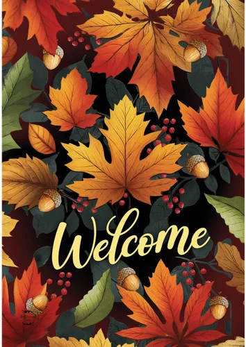 Vista 9 de Briarwood Lane Bandera de arpillera con texto en inglés "Welcome To The Nuthouse