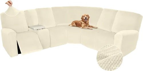 Vista 40 de Arfntevss Fundas de sofá seccional reclinable de terciopelo, Funda de sofá seccional de esquina para sofá reclinable, Funda elástica suave