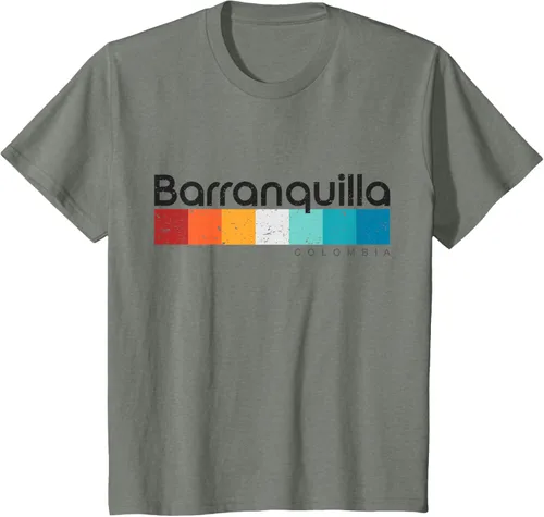 Vista 79 de Barranquilla Colombia - Camiseta de diseño vintage de estilo retro, Blanco, S