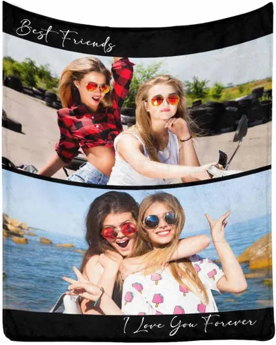 Vista 30 de MyPupSocks Manta de fotos personalizada para la familia, manta personalizada con 10 fotos y texto para mejores amigos, personaliza tus propias fotos