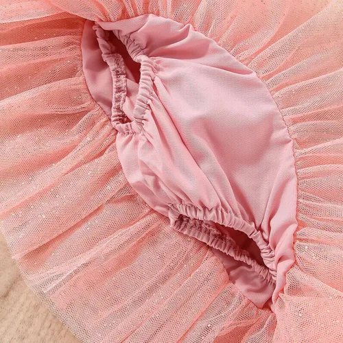 Vista 6 de LUZOZEZO Conjunto de falda TuTu de algodón con lentejuelas y lazo y diadema de 3 piezas