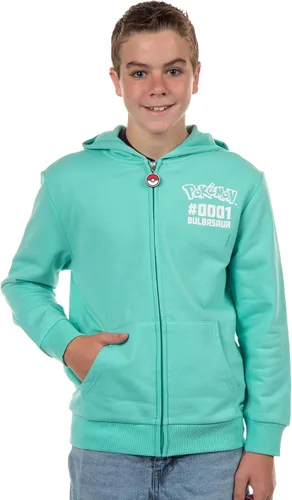 Vista 5 de Mad Engine Sudadera con capucha Pokémon para niños Gen 01 con cierre y disfraz 3D de personaje Bulbasaur