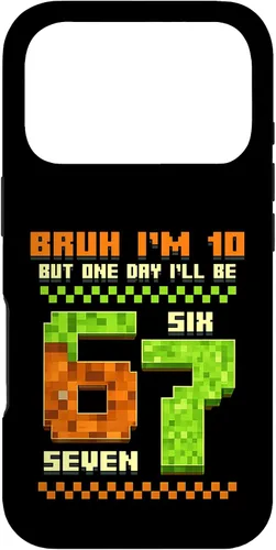 Vista 29 de Bruh I'm 10 But One-Day I'll Be 67 Retro 10th Birthday Kids Case for iPhone XR