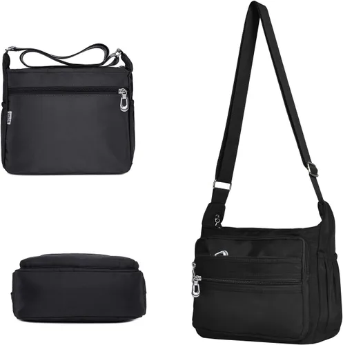 Vista 6 de Bandolera para mujer, impermeable, bolsa de hombro, bolsa de mensajero, casual, bolso de nylon, bolso de mano
