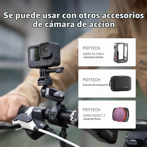 Vista 7 de PGYTECH CapLock - Soporte para manillar de motocicleta de liberación rápida, rotación de doble bola de 360°, adaptador de rosca de 1/4"-20, para DJI