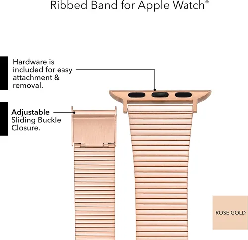 Vista 5 de Anne Klein Correa de acero inoxidable para Apple Watch, segura, ajustable, correa de repuesto para Apple Watch, se adapta a la mayoría de muñecas