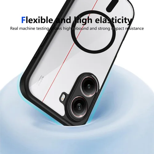 Vista 341 de Funda magnética transparente compatible con Xiaomi 17T, color negro 2 en 1 PC + TPU cubierta de teléfono a prueba de golpes, carcasa protectora