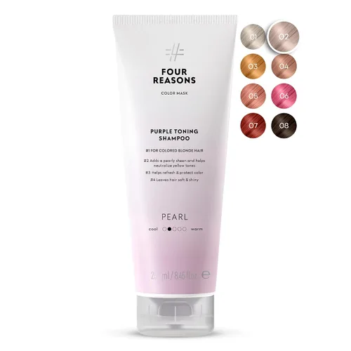 Vista 13 de FOUR REASONS Champú de depósito de color para cabello teñido – rubio platinado/gris, tóner de cabello gris sin sulfato, 8.45 onzas líquidas