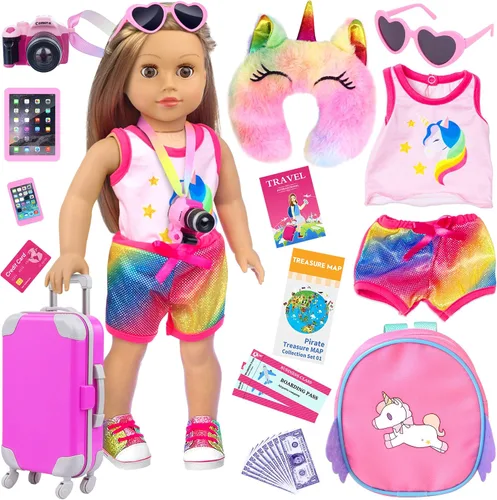 Vista 9 de UNICORN ELEMENT 15 Piezas Accesorios para Muñecas de 18 Pulgadas - Vestido con Set de Maquillaje para Muñecas Generation - Ropa y Accesorios