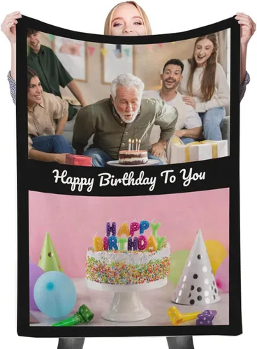 Vista 14 de Regalos de cumpleaños personalizados, manta personalizada con mis propias fotos para mujeres, hombres, mamá, papá
