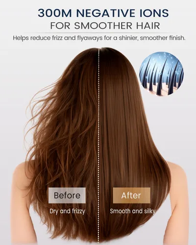 Vista 3 de Secador de pelo iónico, secadora de arco de alta velocidad de 120,000 RPM con difusor para cabello rizado, grueso y encrespado, secador de pelo
