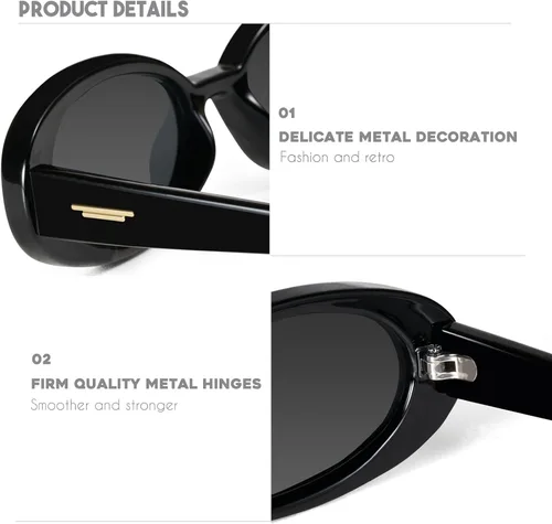Vista 5 de mosanana Gafas de sol ovaladas minúsculas retro para mujer con cara pequeña estilo estrecho MS52360
