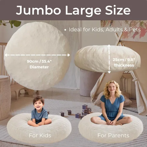 Vista 3 de Silla de Puf Wonder Space – Relleno de Espuma Suave Funda Desmontable y Lavable Tela Ultrasuave de Felpa - Cojín de Piso Minimalista para Niños