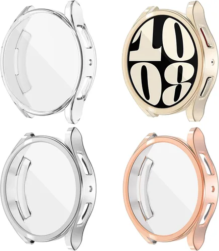 Vista 14 de (Paquete de 4) Funda Protectora de Pantalla Compatible para Samsung Galaxy Watch 6 de 40 mm (Versión 2023) Funda de Silicona Protectora Completa