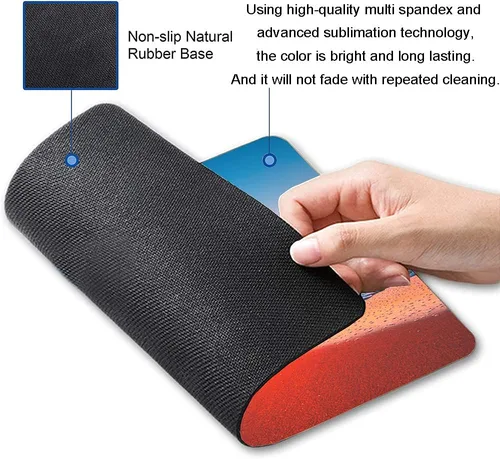 Vista 2 de Alfombrilla de mouse con diseño de playa y amanecer, diseño personalizado, alfombrilla de mouse cuadrada impermeable con base de goma antideslizante