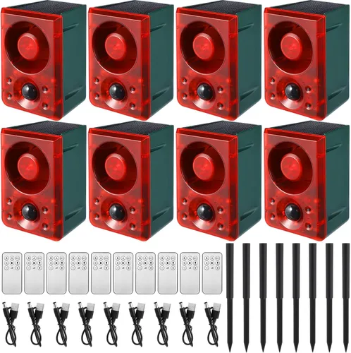 Vista 8 de Qualirey Alarma solar con sensor de movimiento para exteriores con sonido de disparo de estaca, 3 modos de grabación y volumen ajustable, carga USB