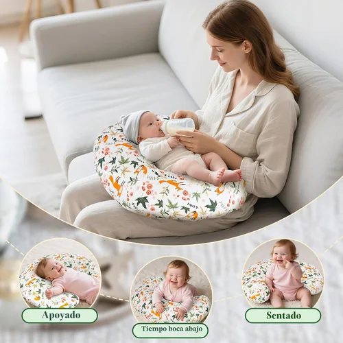 Vista 2 de Funda de almohada de lactancia, se adapta a almohadas estándar de lactancia materna, algodón ultrasuave, transpirable, hipoalergénico y lavable