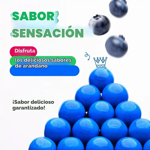 Vista 4 de Bolas de chicle en frasco - Bolas de chicle grandes de 1 pulgada - Goma de mascar sabor a arándano con burbujas - Goma para niños verde - Bolas