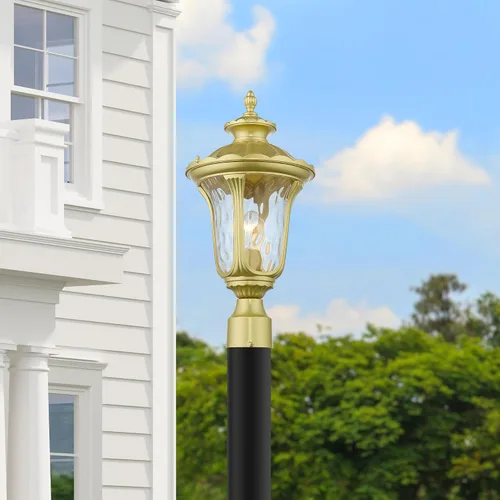 Vista 3 de Livex Lighting 7855-14 Oxford - Cabezal de poste para exteriores, 1 luz, color negro ("19" x 9.5" x 19"")