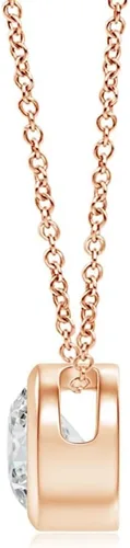 Vista 2 de Angara Collar con colgante solitario de diamante natural para mujeres, niñas en oro macizo de 14 quilates, platino piedra natal de abril Regalo