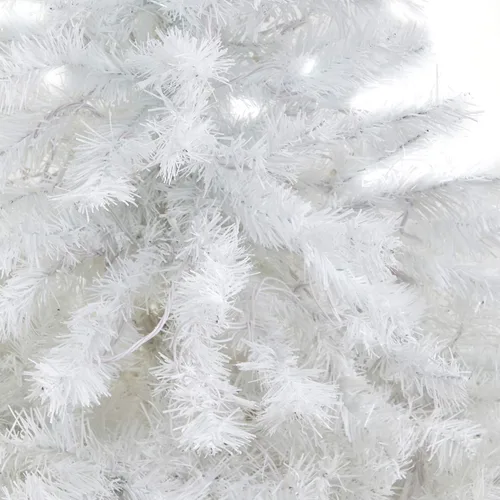 Vista 5 de Nearly Natural Árbol de Navidad artificial blanco de 4.5 pies con 100 luces LED transparentes en maceta roja