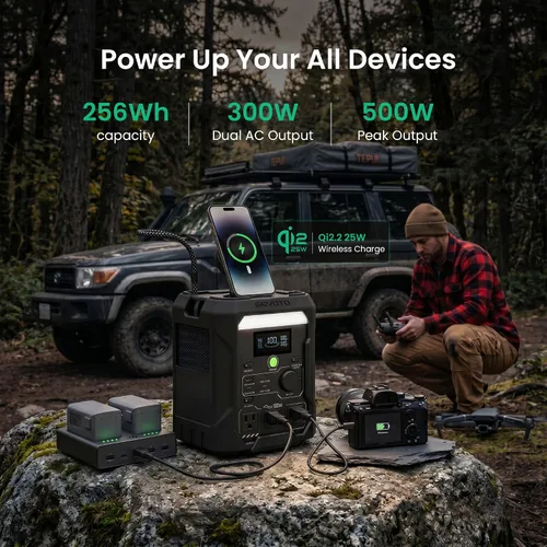 Vista 10 de Estación eléctrica portátil N300, batería LiFePO4 de 300W 256Wh