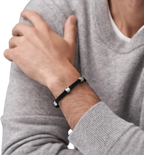 Vista 2 de Fossil - Brazalete de acero inoxidable y cuentas, para hombre