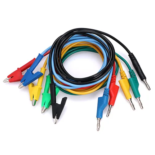 Vista 7 de Sumnacon Sonda de prueba de clip de cocodrilo para enchufe de plátano multímetro, 5 unids 0.157 in apilable colorido silicona banana Plug a