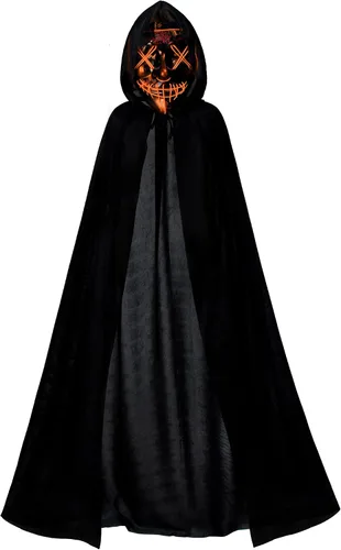 Vista 3 de Capa de terciopelo con capucha para niños, disfraz de Halloween con luz LED