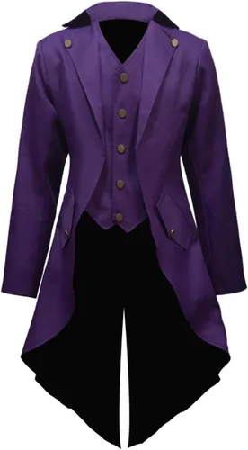 Vista 7 de Crubelon Steampunk - Chaqueta vintage para hombre, estilo gótico, victoriano, uniforme Negro