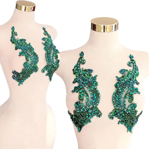 Vista 7 de Parches de cristal hechos a mano con cuentas de encaje de diamantes de imitación para accesorios de ropa de vestir (S1-champán)