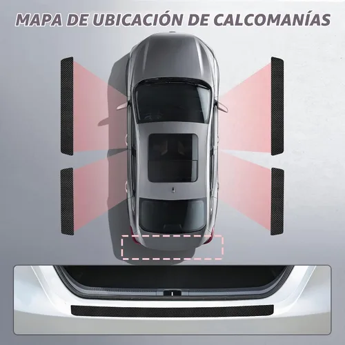 Vista 5 de Protectores de borde de puerta de automóvil de fibra de carbono, calcomanías protectoras de umbrales de puerta de automóvil antiarañazos e