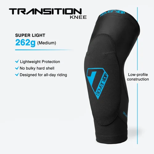 Vista 3 de 7 rodilleras iDP Transition para ciclismo de montaña y deportes de acción, negro/azul