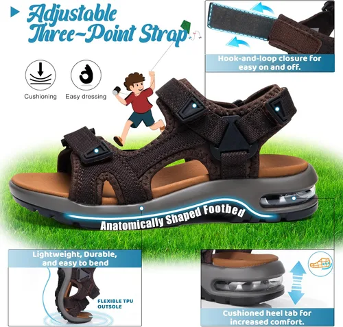 Vista 2 de visionreast Sandalias deportivas de moda para niños, con estampado de camuflaje, sandalias deportivas al aire libre, sandalias casuales para la playa