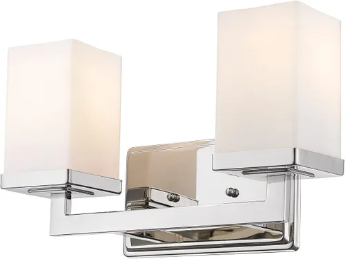 Vista 4 de Z-Lite 1901-2V Tidal Two Light Vanity Light, marco de metal, acabado cromado y sombra de ópalo mate de material de vidrio