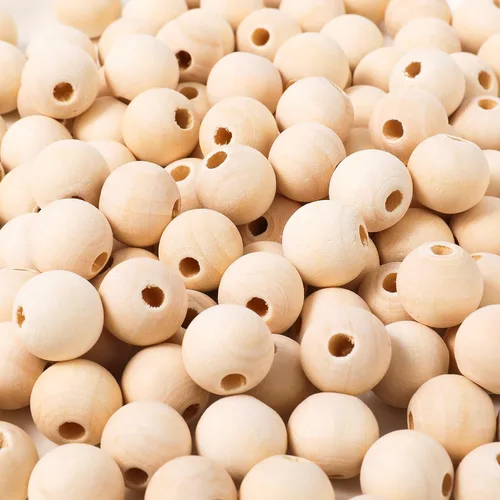 Vista 10 de 500 piezas de cuentas de madera de 8 mm, cuentas de madera natural sin pintar, cuentas de madera sueltas para manualidades, decoraciones y bricolaje