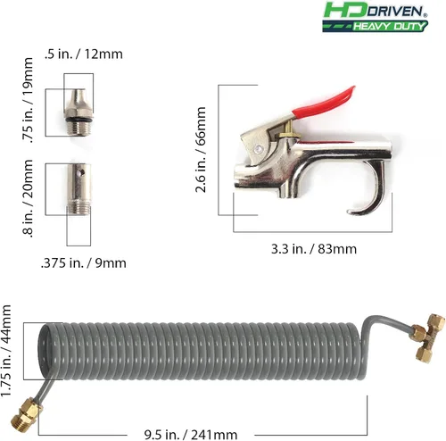 Vista 7 de HD Driven Kit de pistola de soplado de aire para semirremolques - Accesorios de latón, piezas y accesorios para herramientas de aire, pistola