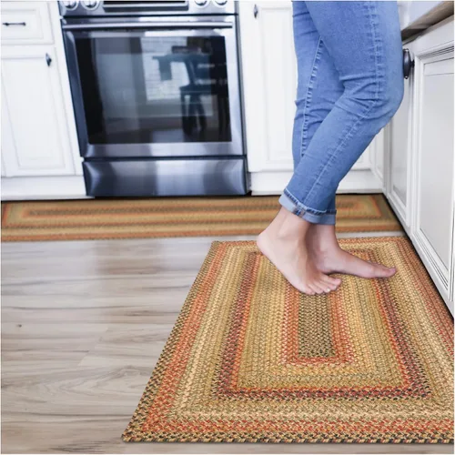 Vista 42 de Homespice Apple Pie - Alfombra ovalada roja de 2 x 3 pies, alfombra de cocina trenzada para decoración primitiva y rústica, reversible, yute sin