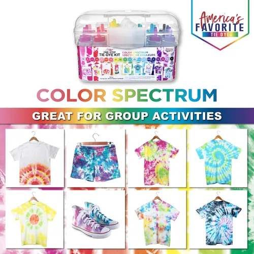 Vista 4 de Tulip Kit de teñido anudado de un solo paso Color Spectrum, 24 botellas, colores arcoíris, kit de tie-dye todo en uno para grupos grandes
